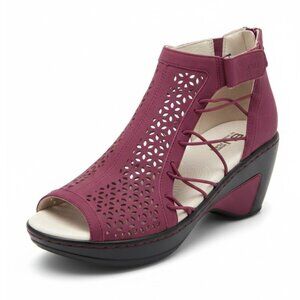 Jambu Nelly Crimson Lace-Up Wedge Sandal – Size 9.5